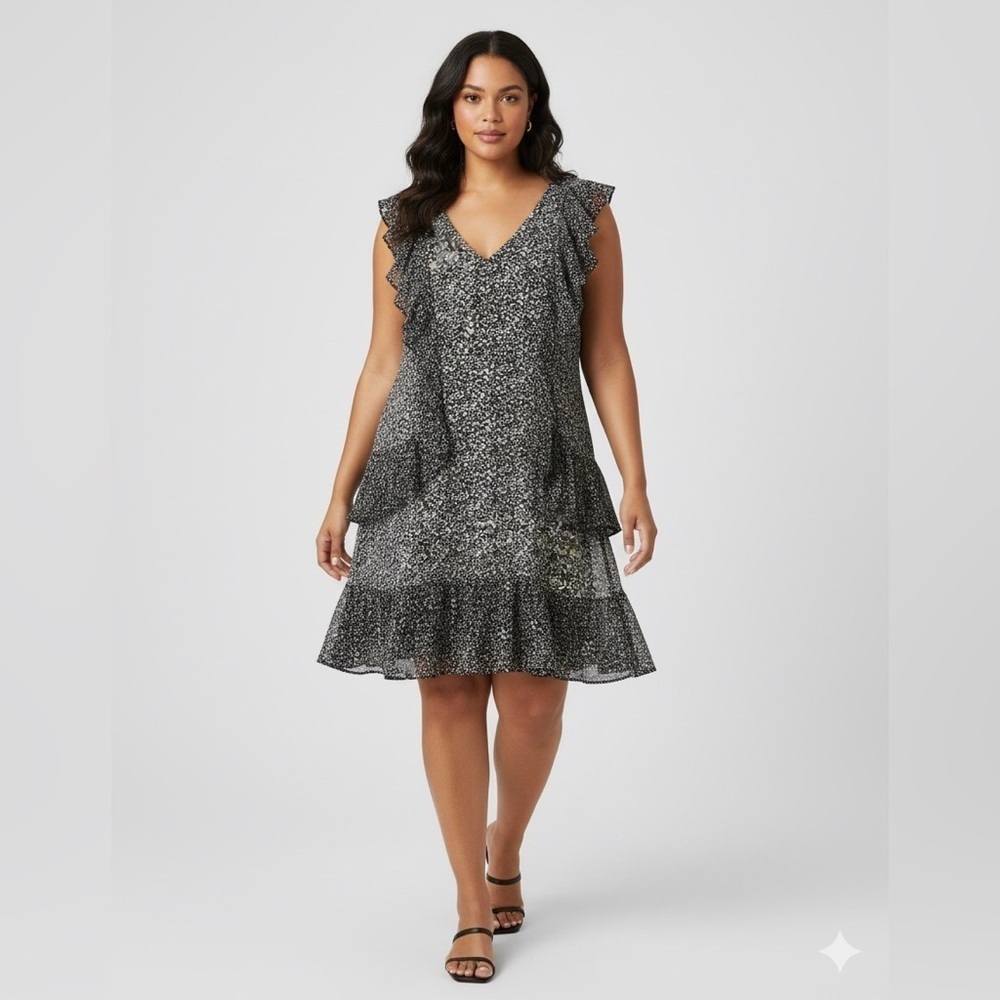 Michael Michael Kors Black and White Print Dress Large - Picture 1 of 7